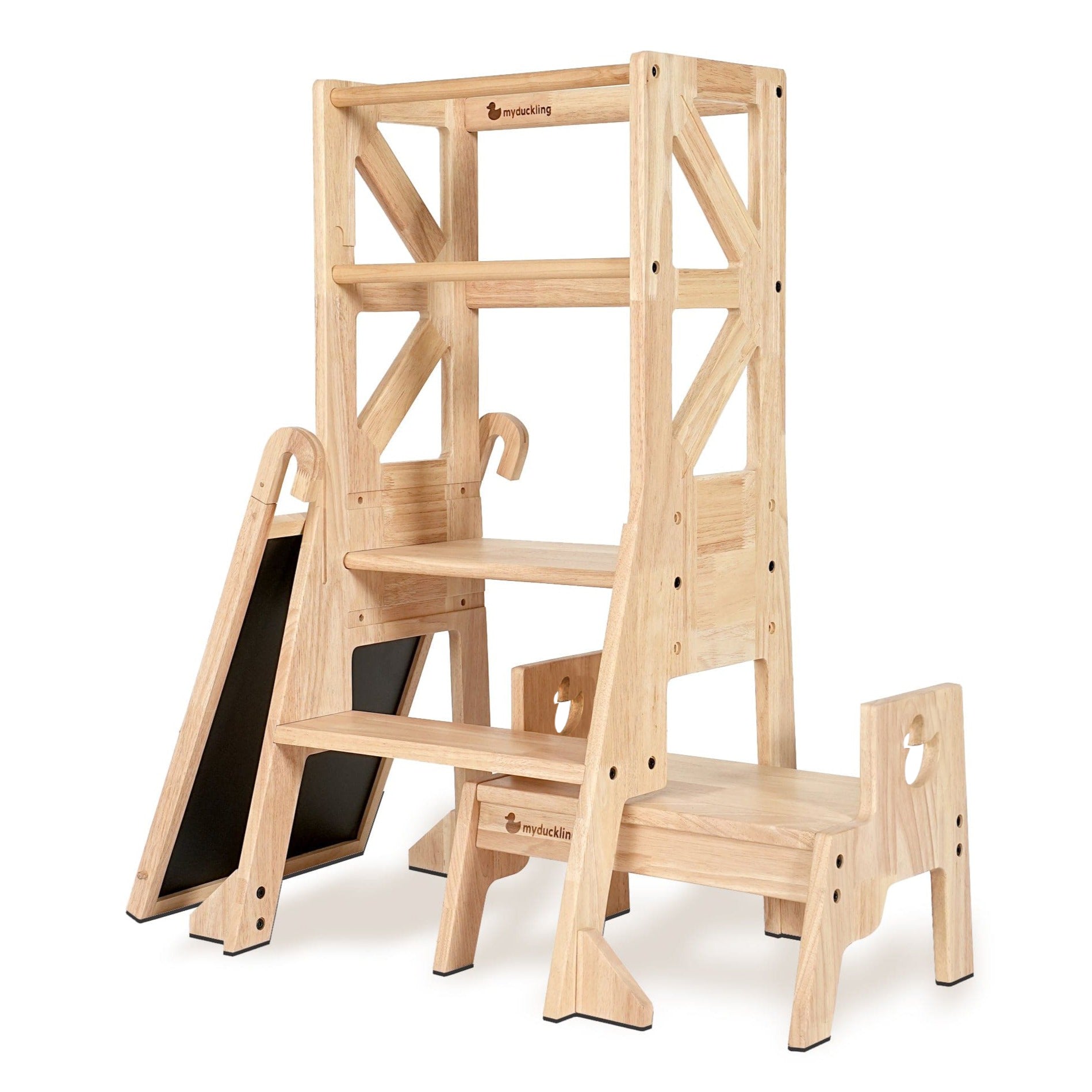 JALA Deluxe Solid Wood Adjustable Learning Tower - Flag with Duck Handle
