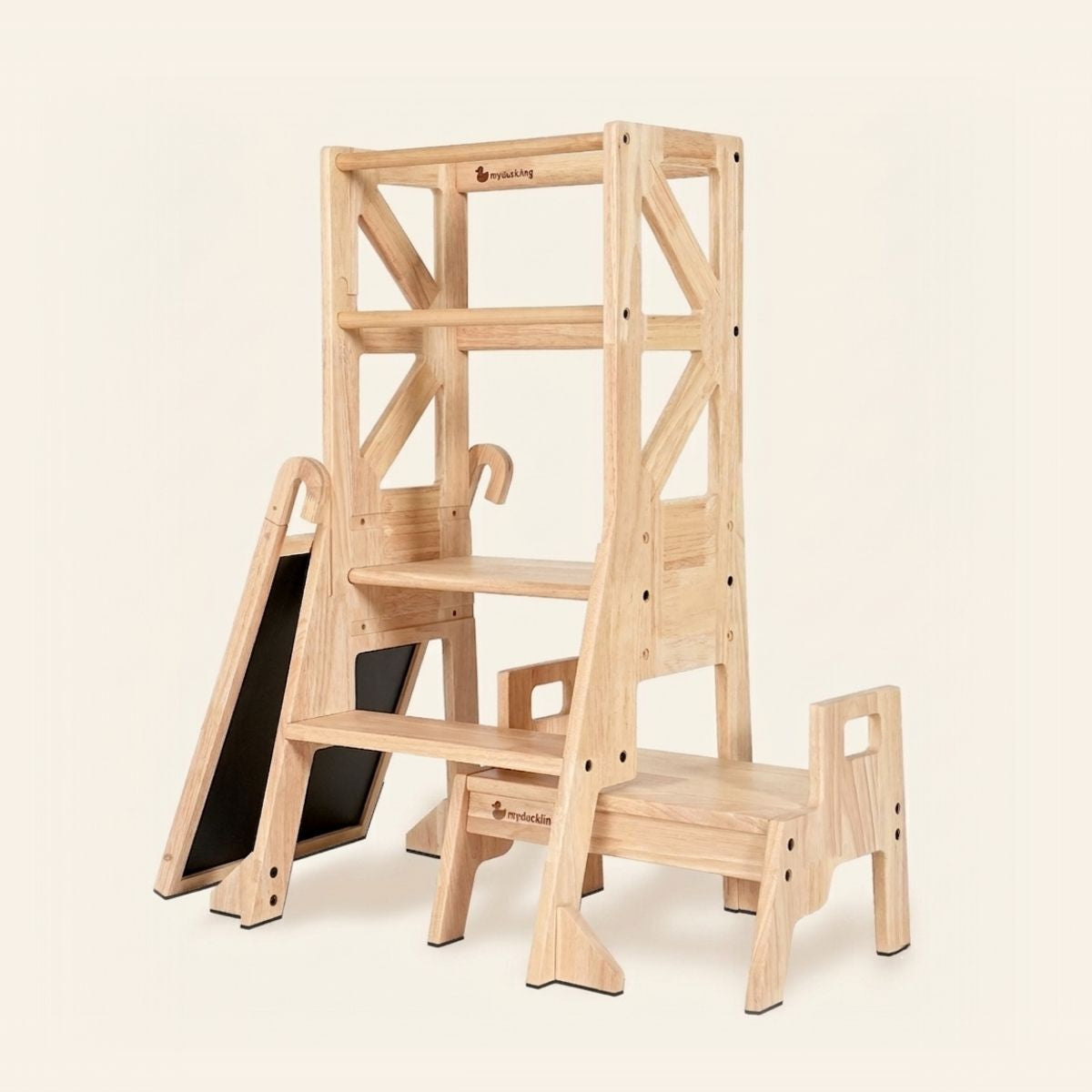 JALA Deluxe Solid Wood Adjustable Learning Tower - Flag with Rectangle Handle