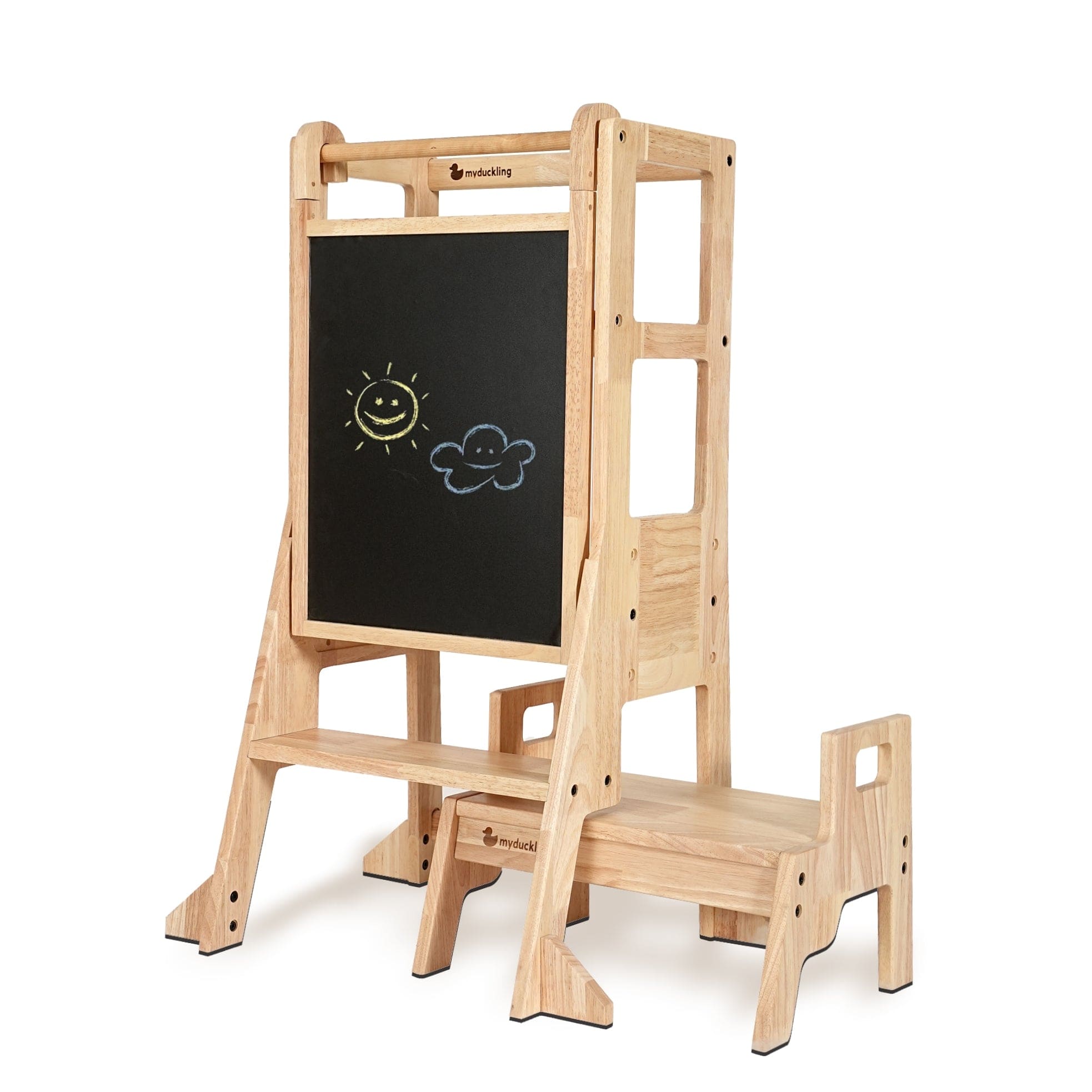 JALA Deluxe Solid Wood Adjustable Learning Tower - Rectangle Stool Handle