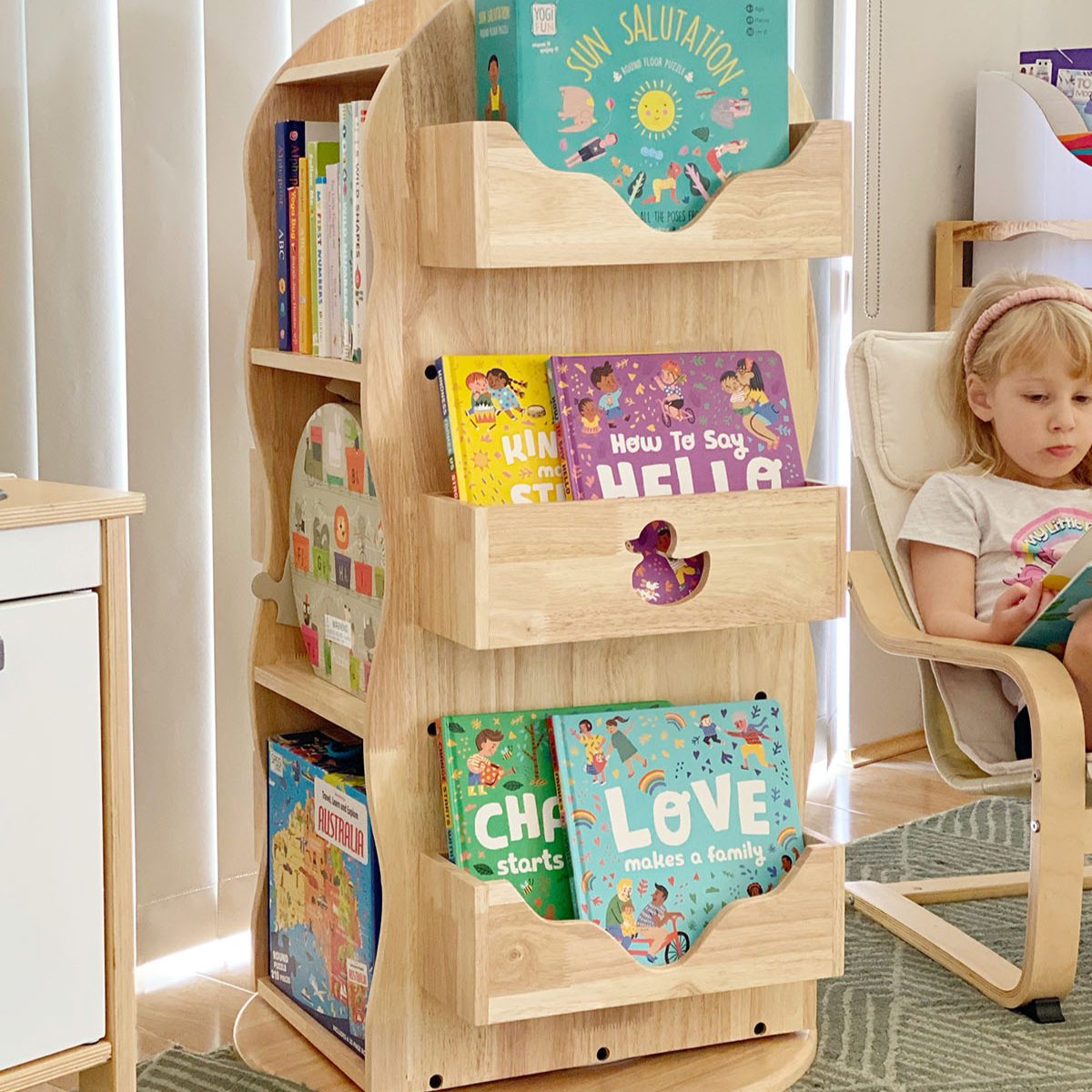 BINDI Revolving Solid Wood Bookcase