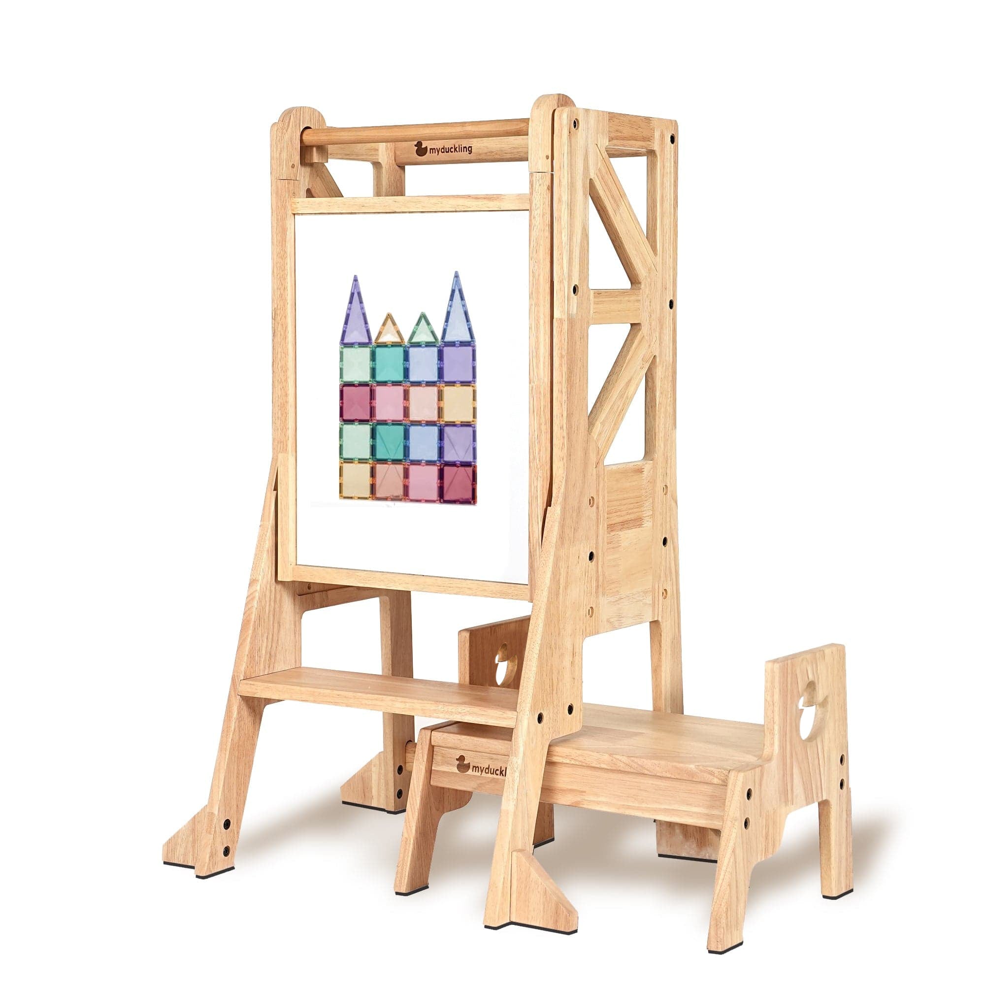 JALA Deluxe Solid Wood Adjustable Learning Tower - Flag with Duck Handle