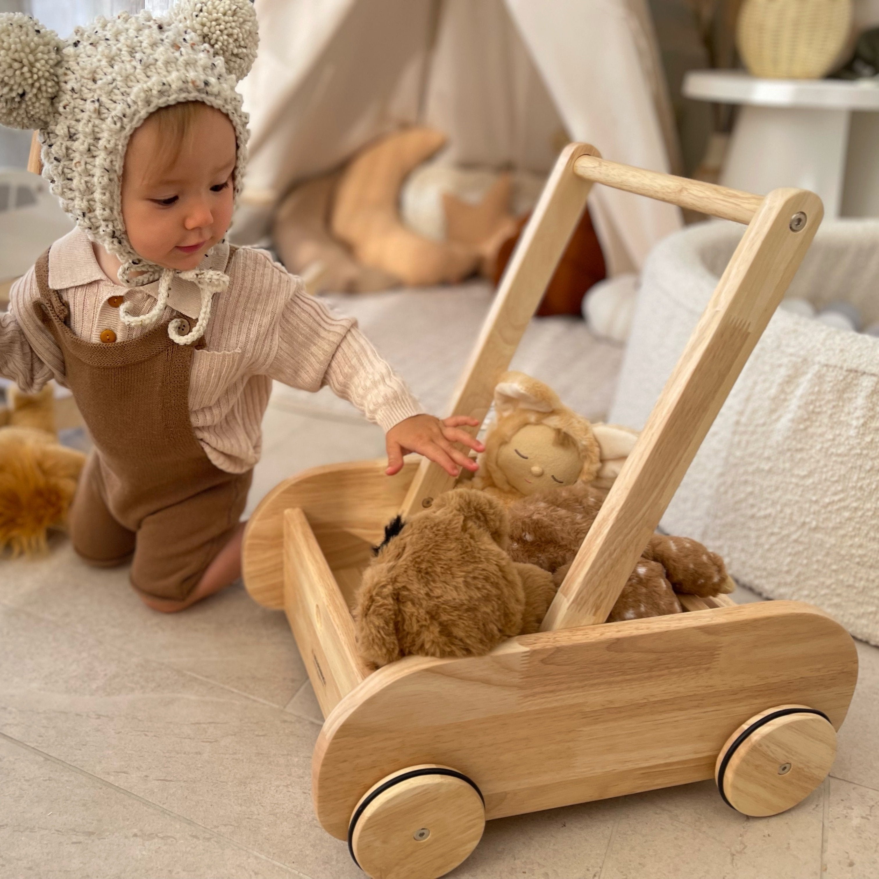 Wooden Adjustable Speed Control Baby Walker