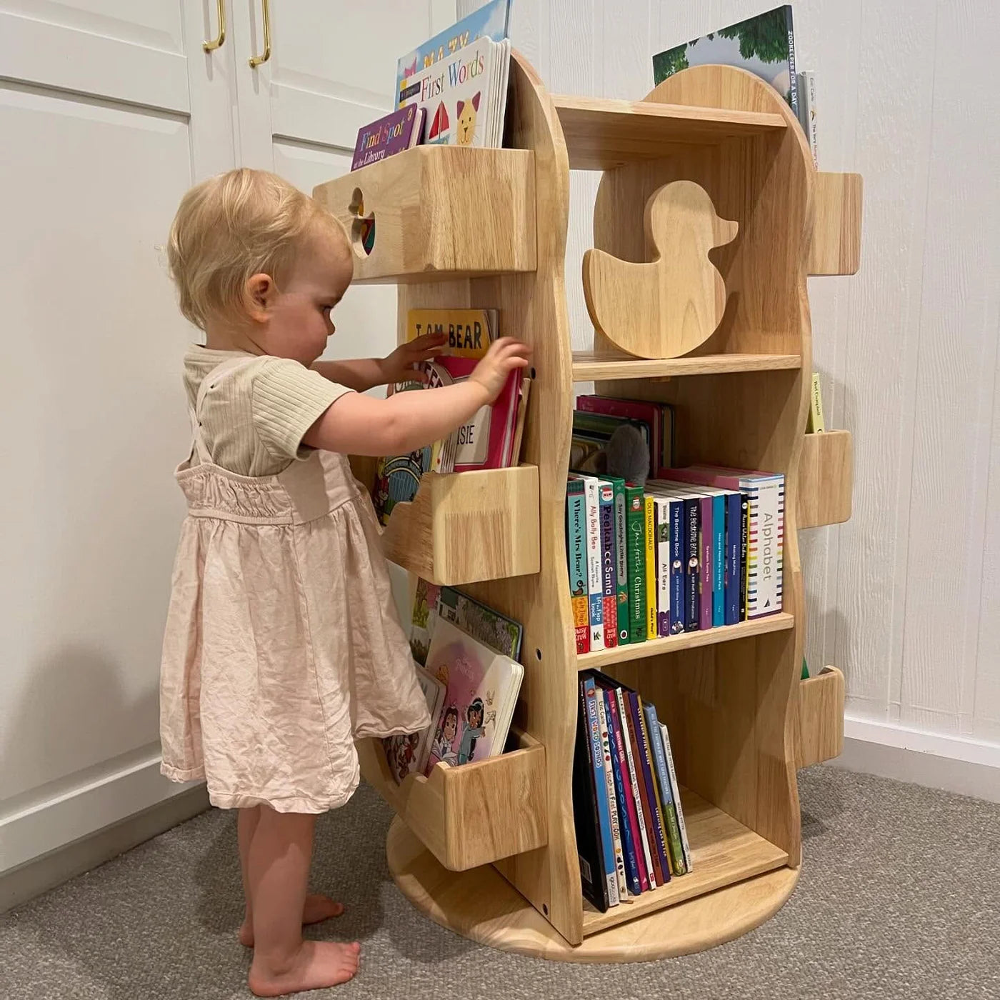 BINDI Revolving Solid Wood Bookcase