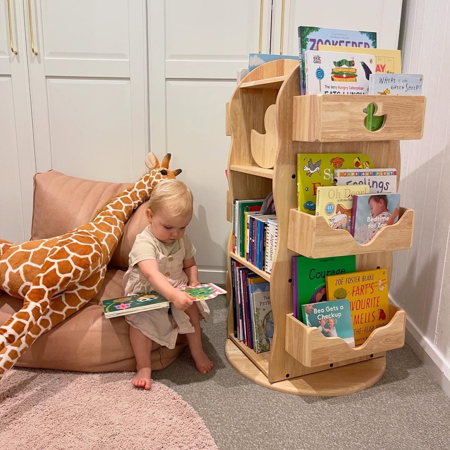 BINDI Revolving Solid Wood Kids Bookshelf - myduckling