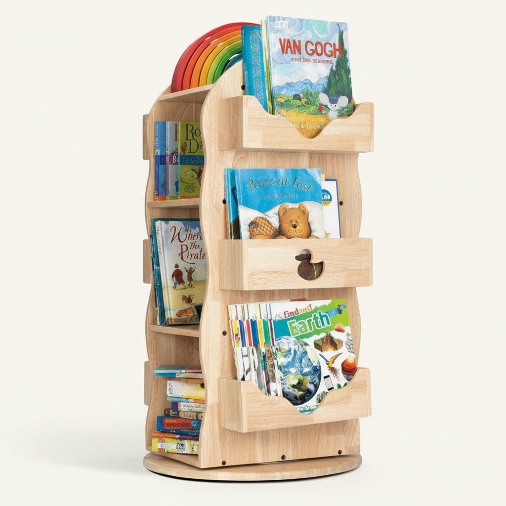 BINDI Revolving Solid Wood Bookcase