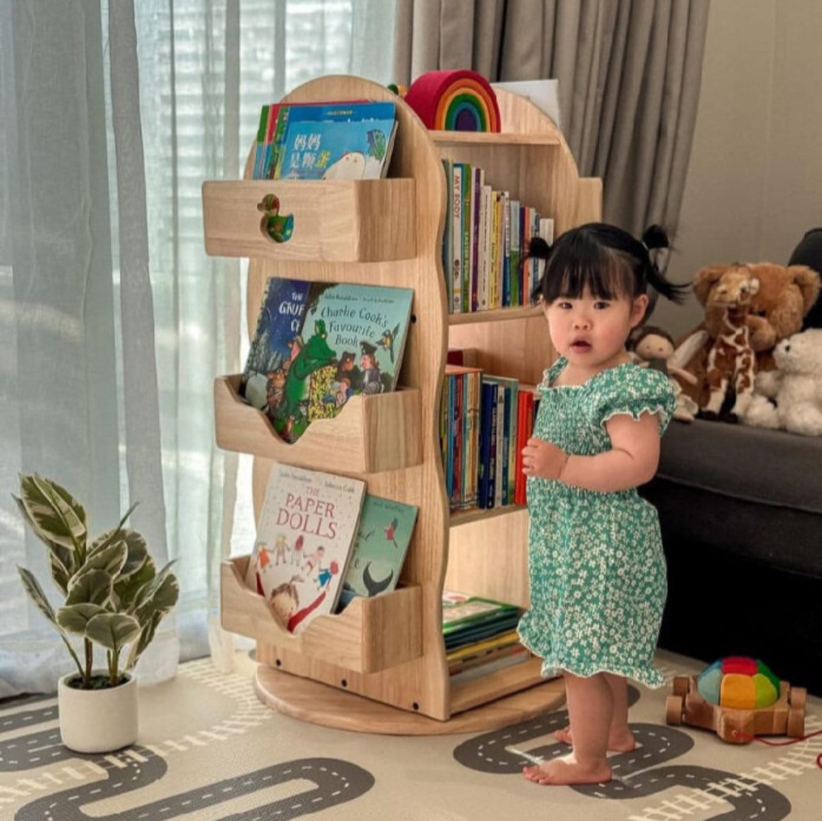 BINDI Revolving Solid Wood Kids Bookshelf - myduckling