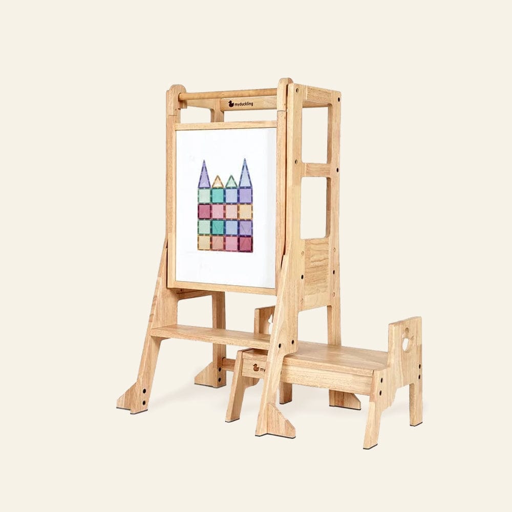 JALA Deluxe Solid Wood Adjustable Learning Tower - Duck Stool Handle (Early-January Pre-Order)