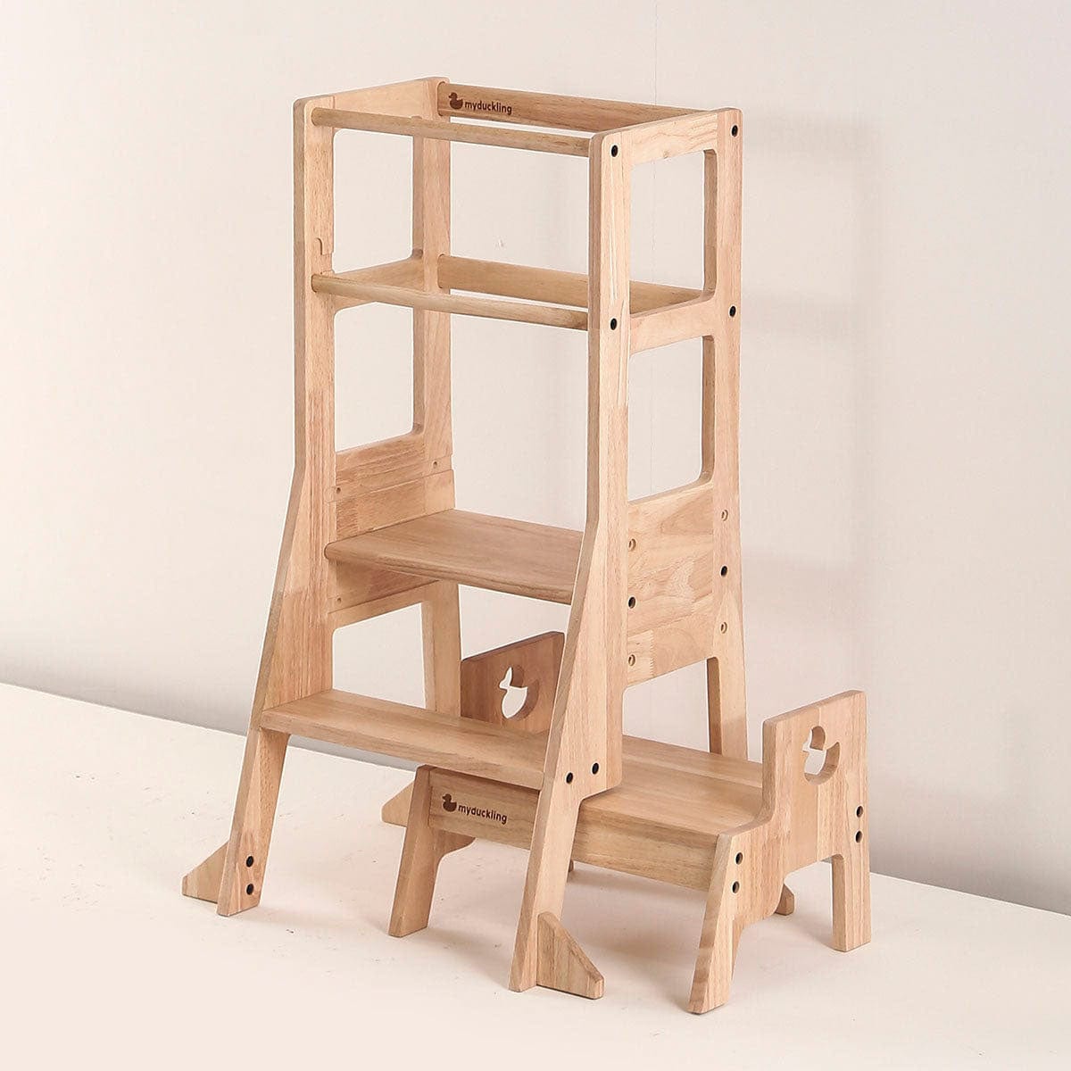 JALA Deluxe Solid Wood Adjustable Learning Tower - Duck Stool Handle
