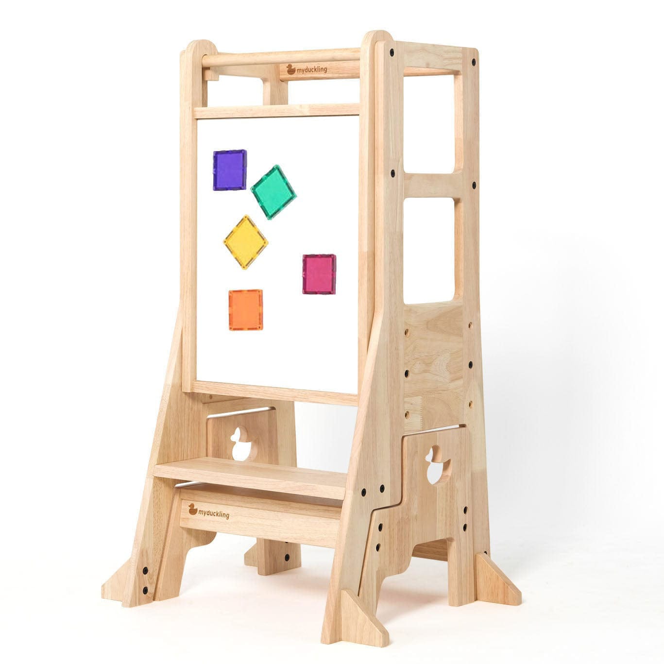 JALA Deluxe Solid Wood Adjustable Learning Tower - Duck Stool Handle