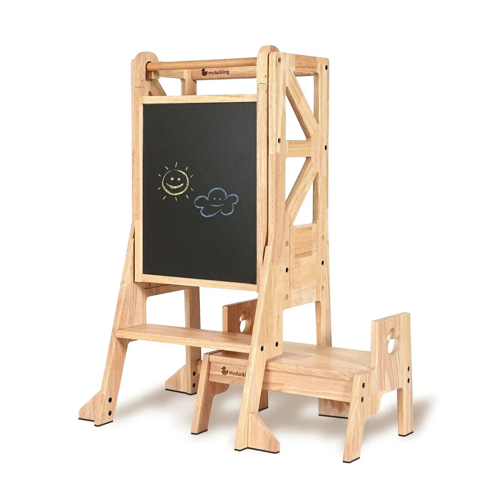 JALA Deluxe Solid Wood Adjustable Learning Tower - Flag with Duck Handle