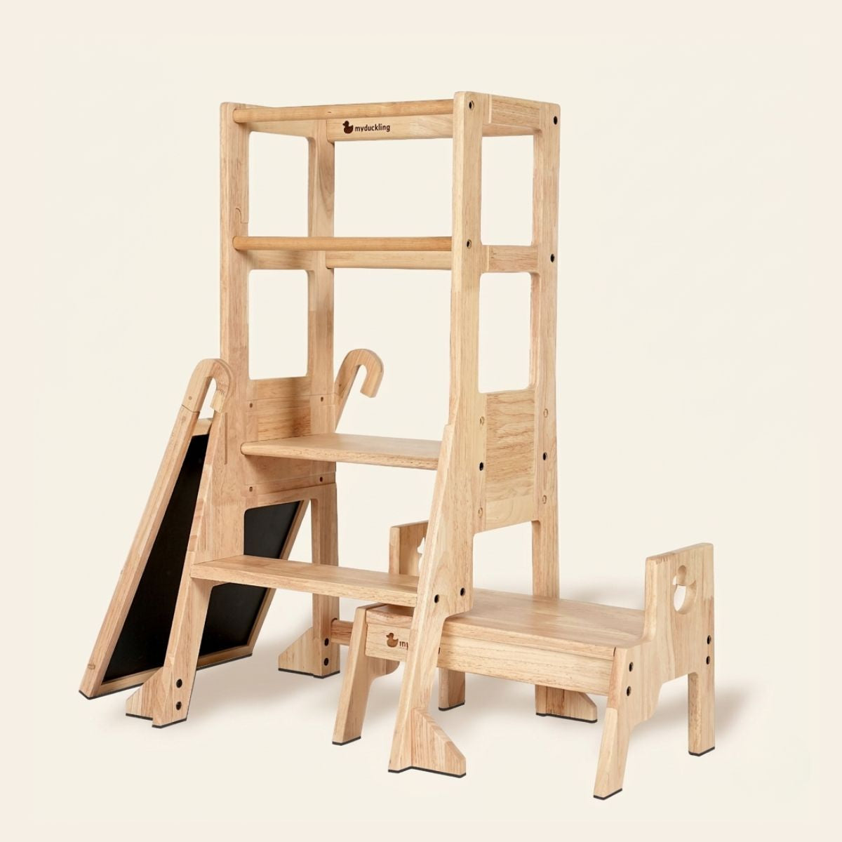 JALA Deluxe Solid Wood Adjustable Learning Tower - Duck Stool Handle