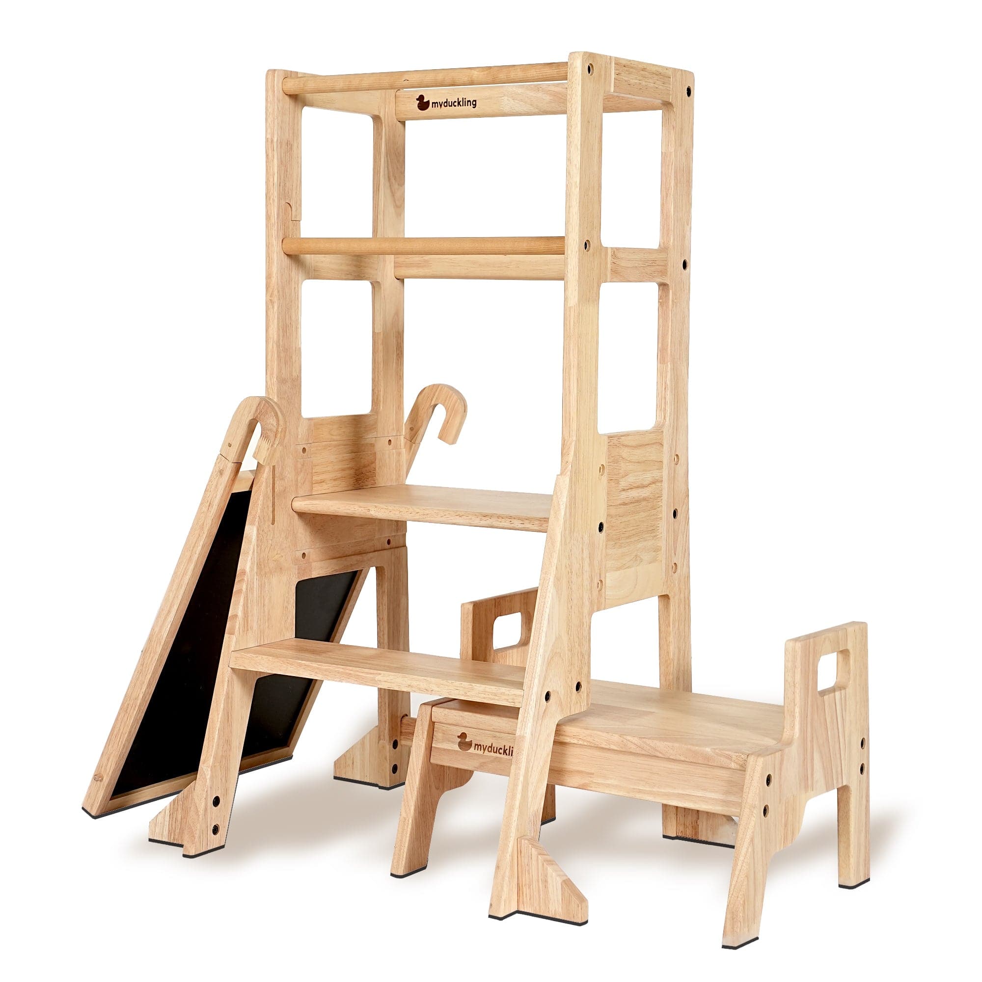 JALA Deluxe Solid Wood Adjustable Learning Tower - Rectangle Stool Handle