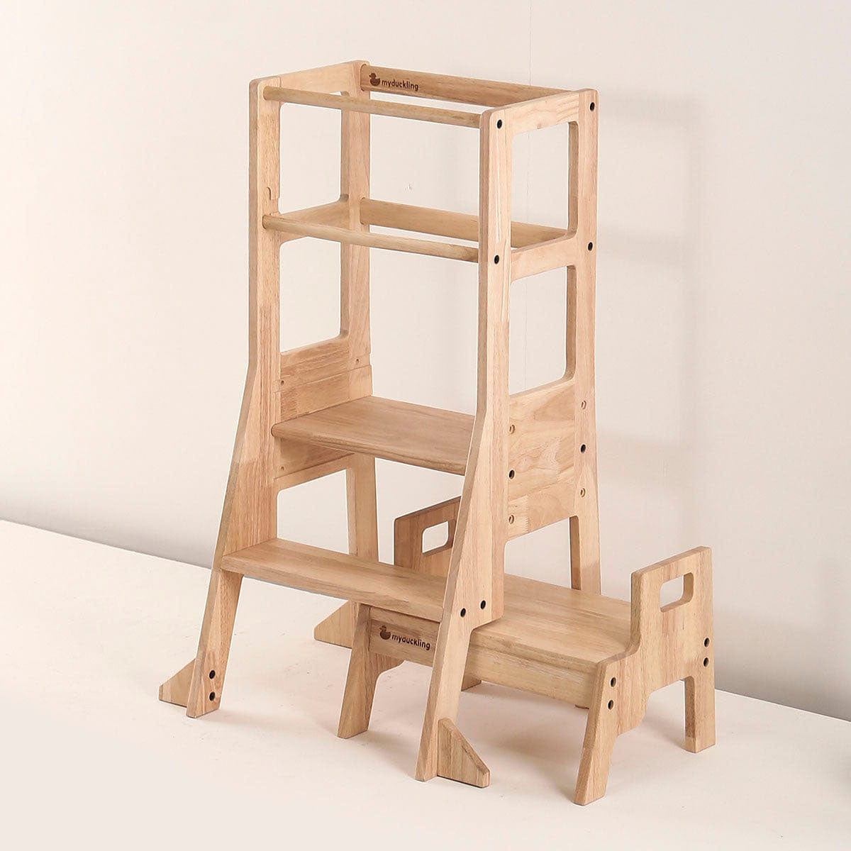 JALA Deluxe Solid Wood Adjustable Learning Tower - Rectangle Stool Handle