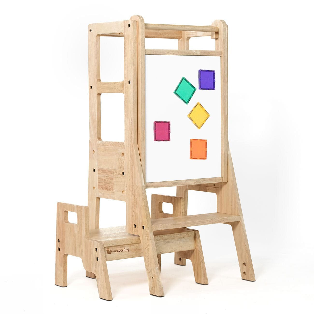 JALA Deluxe Solid Wood Adjustable Learning Tower - Rectangle Stool Handle