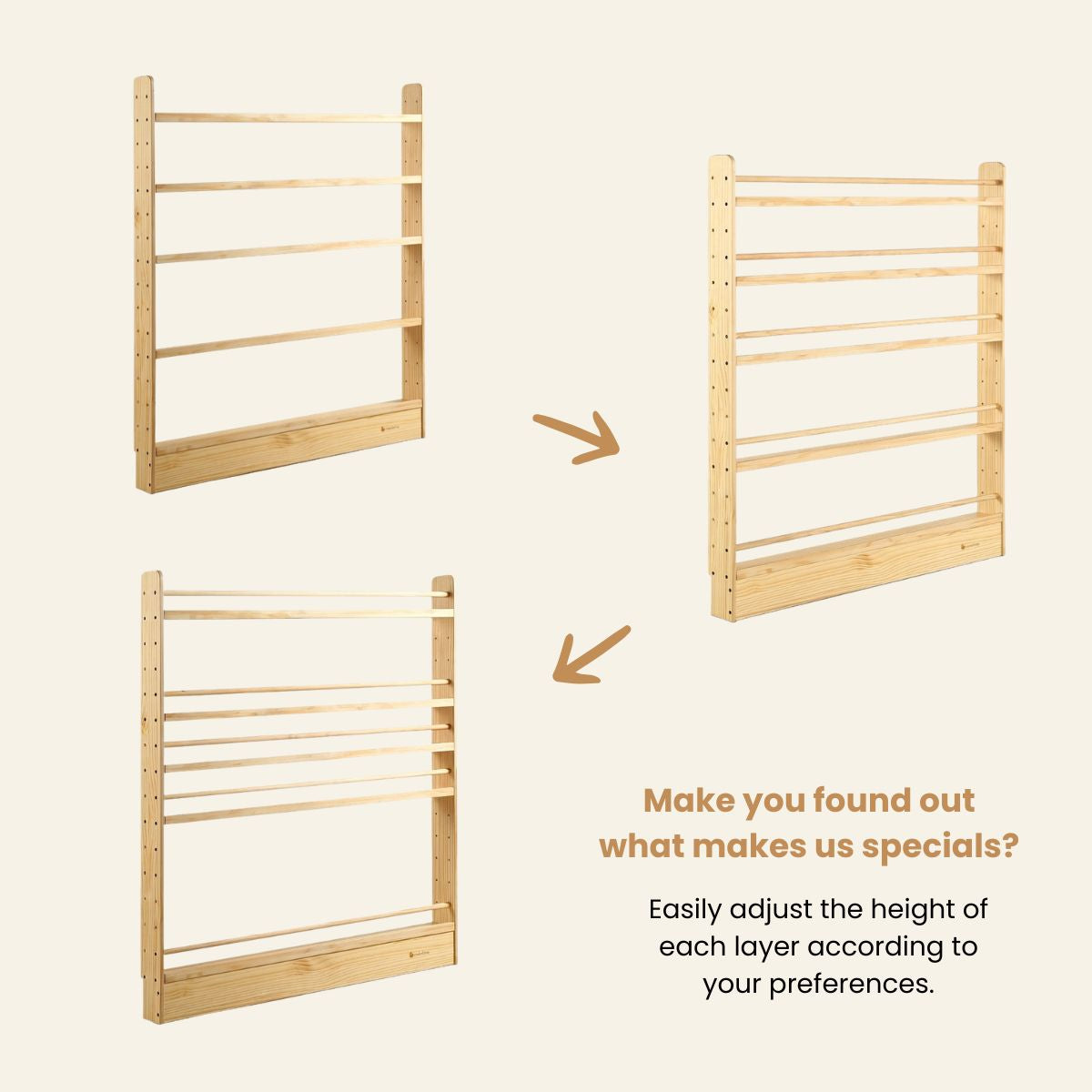 NALA Adjustable Solid Wood Bookshelf