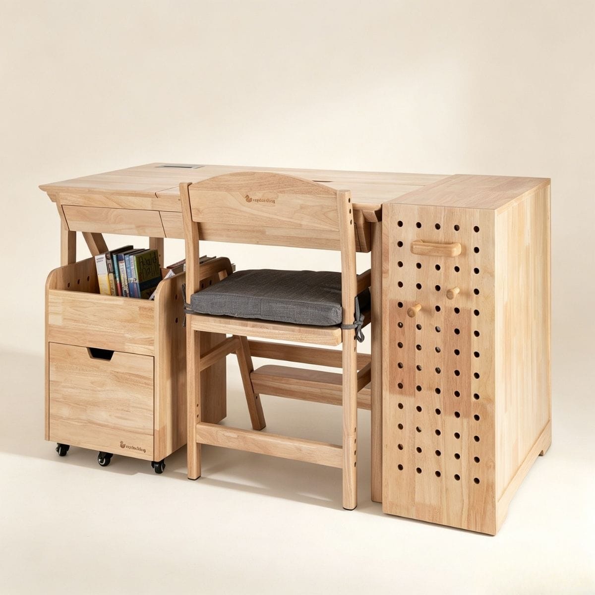 myduckling NALA Solid Wood Study Desk With Easel