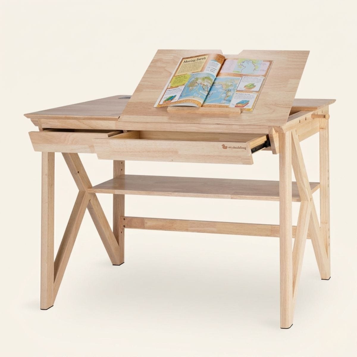 myduckling NALA Solid Wood Study Desk With Easel